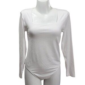Old Navy Bodysuit Long Sleeve Square Neck L White
